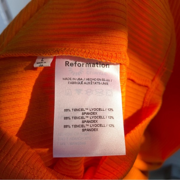 Reformation Lilou Knit Dress in Citrus/Ochre size L - Picture 15 of 16